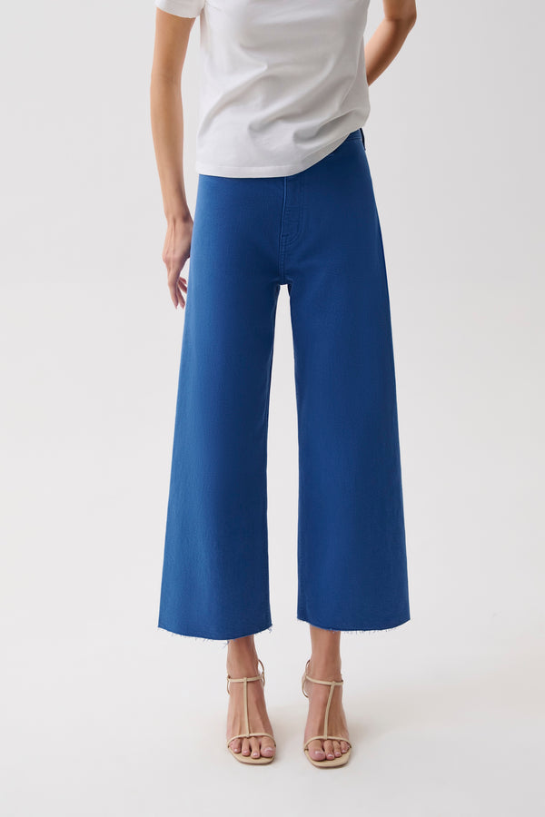 Penny Crop High Rise Wide Leg Jean - Ciel