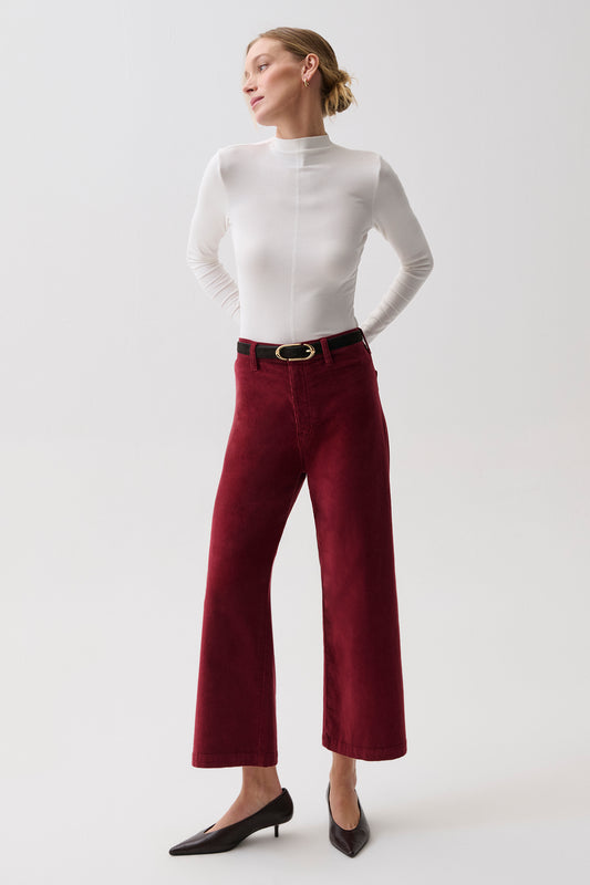 Penny High Rise Wide Leg Crop - Deep Crimson