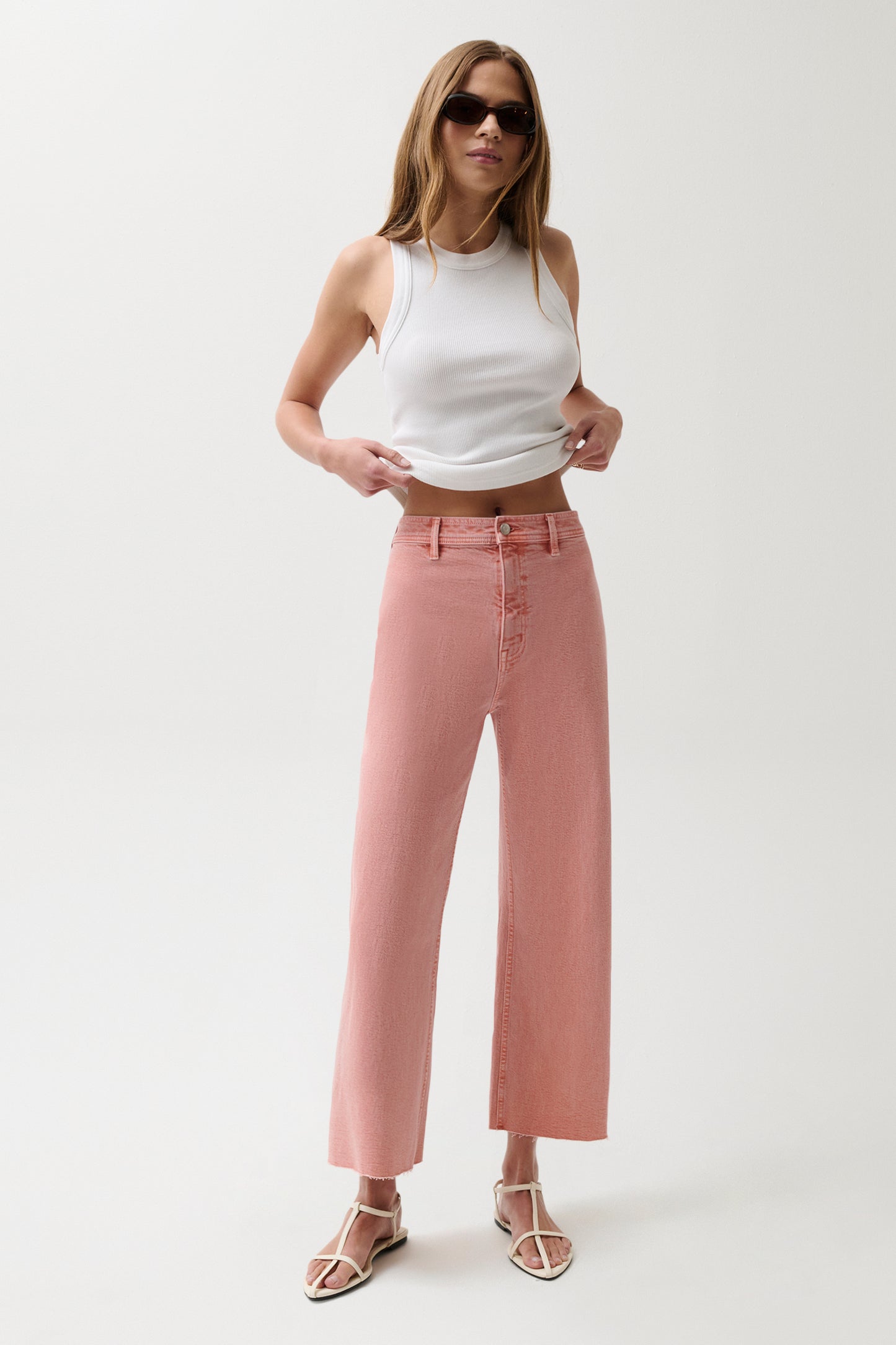 Penny High Rise Wide Leg Crop Jean - Coral Rose