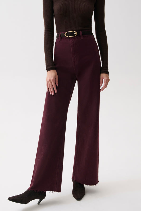 Penny High Rise Wide Leg Jean - Claret