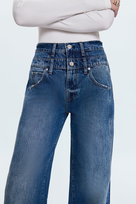 Caleb High Rise Stacked Waist Jean - Echo