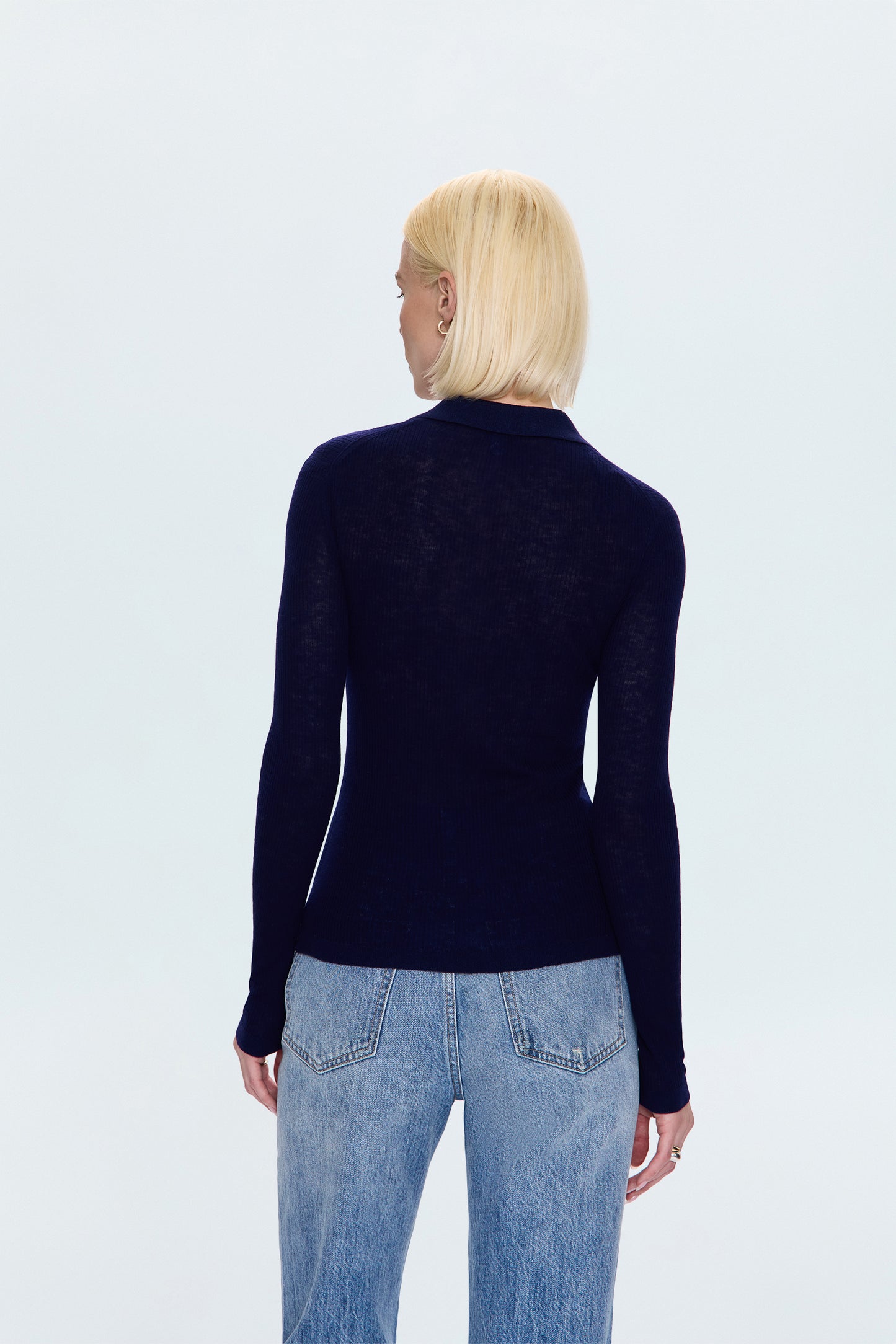 Korey Fitted Rib Cardigan - Navy