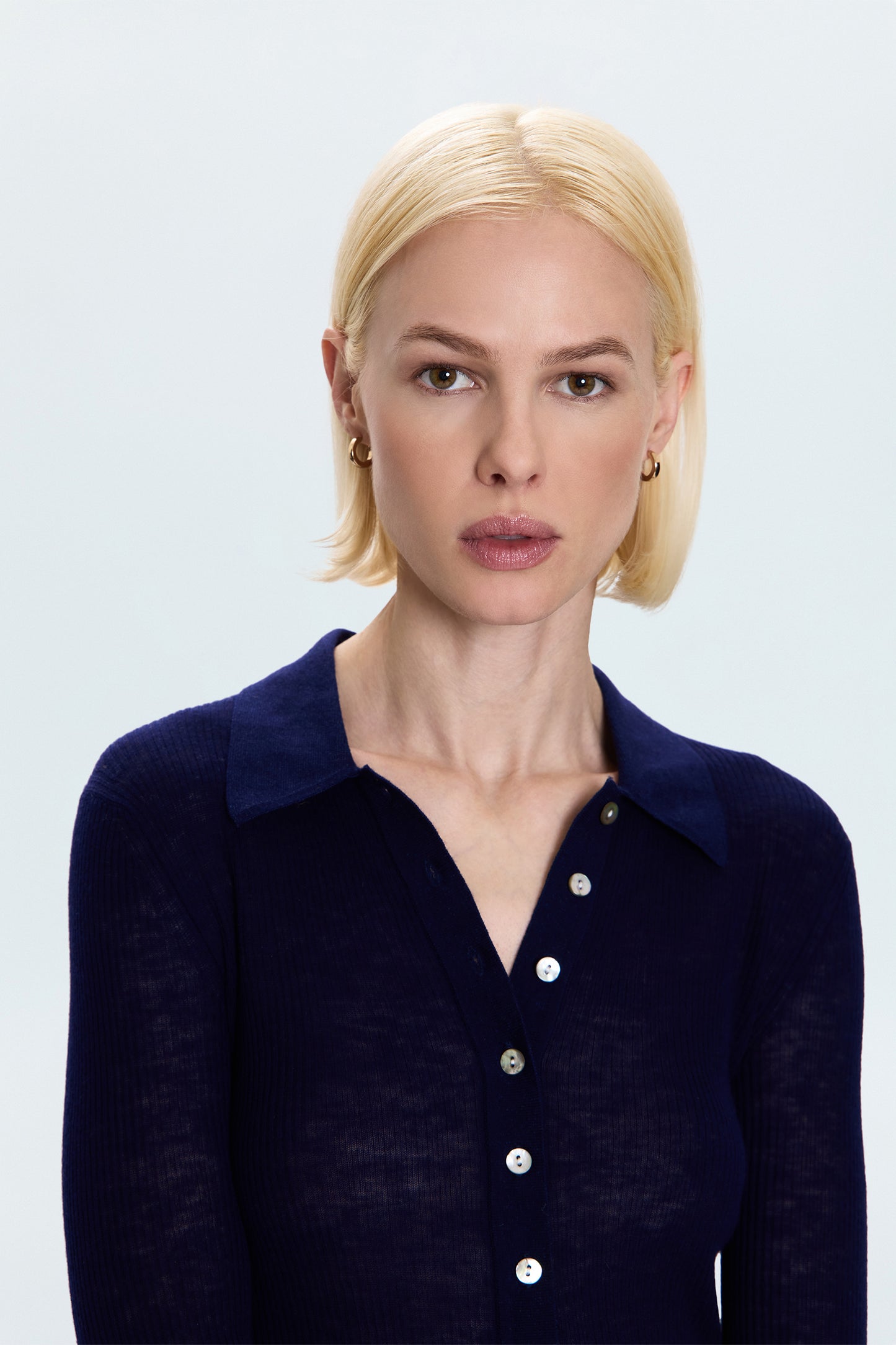 Korey Fitted Rib Cardigan - Navy