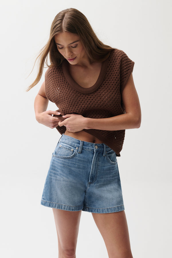 Saige High Rise A-Line Short - Sail Away