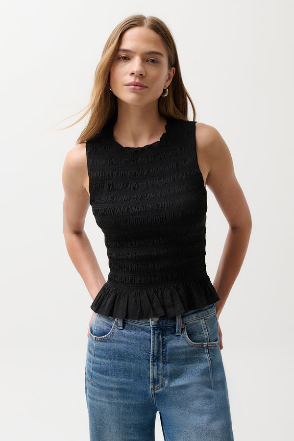 Phoebe Smocked Tank - Black