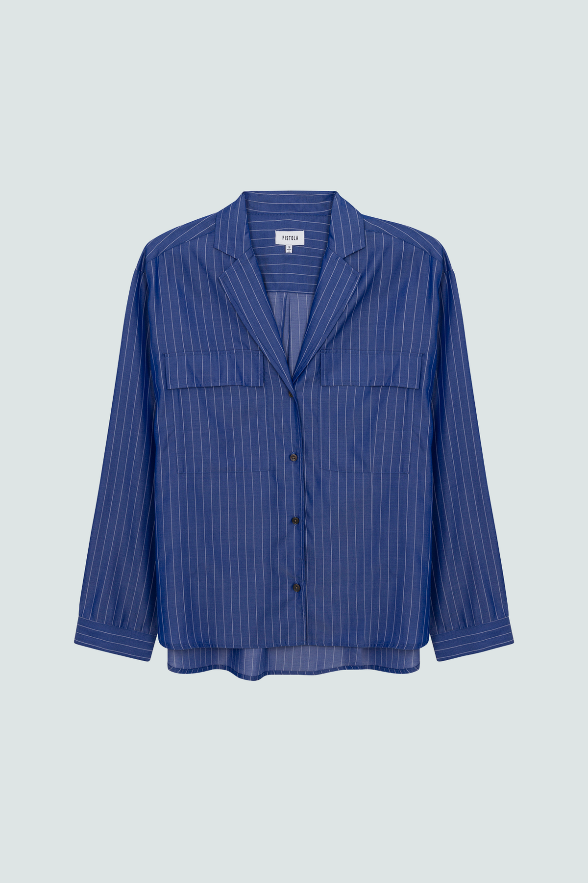 Irene Effortless Button Down Shirt - Dark Blue Pinstripe