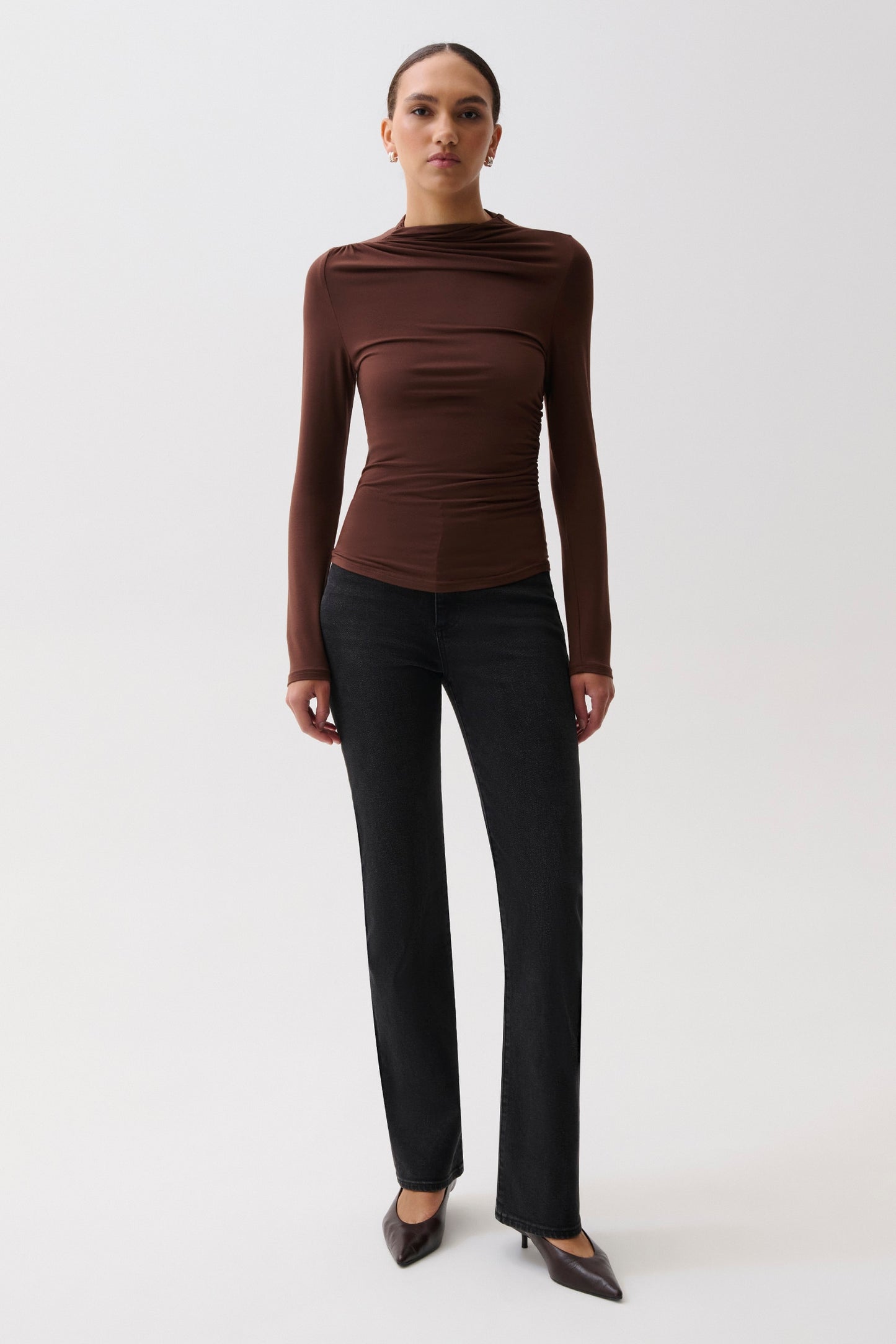 Nathalia Draped Mock Neck - Woodland
