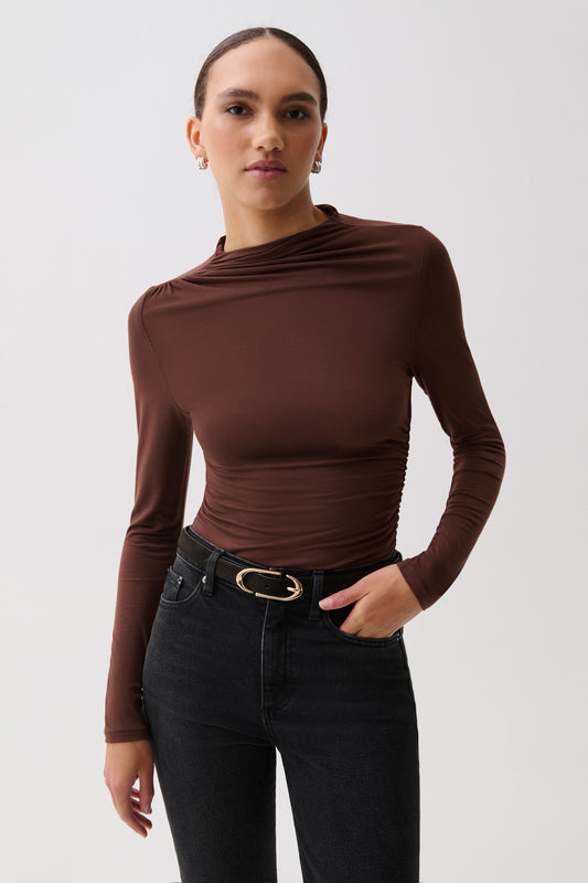 Nathalia Draped Mock Neck - Woodland