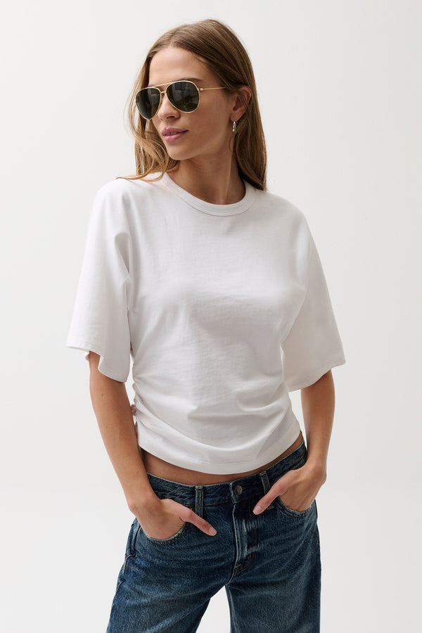 Veronica Kimono Sleeve Fitted Tee - White