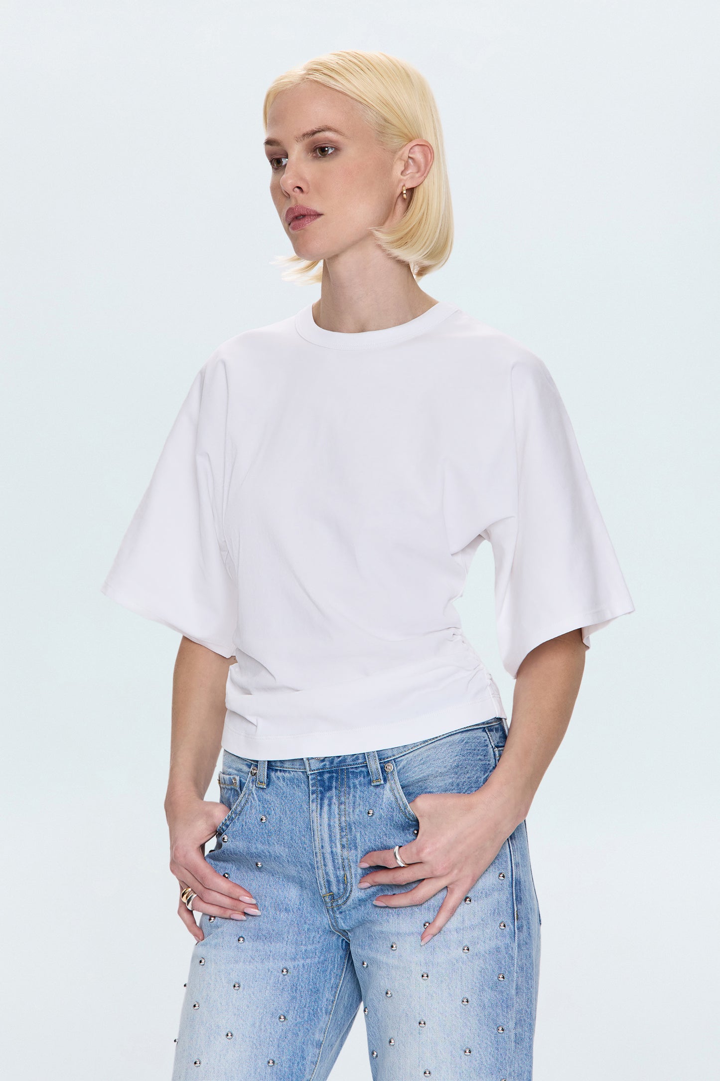 Veronica Kimono Sleeve Fitted Tee - White