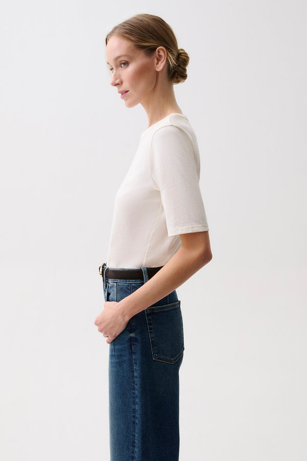 Melika Quarter Sleeve Tee - Soft White