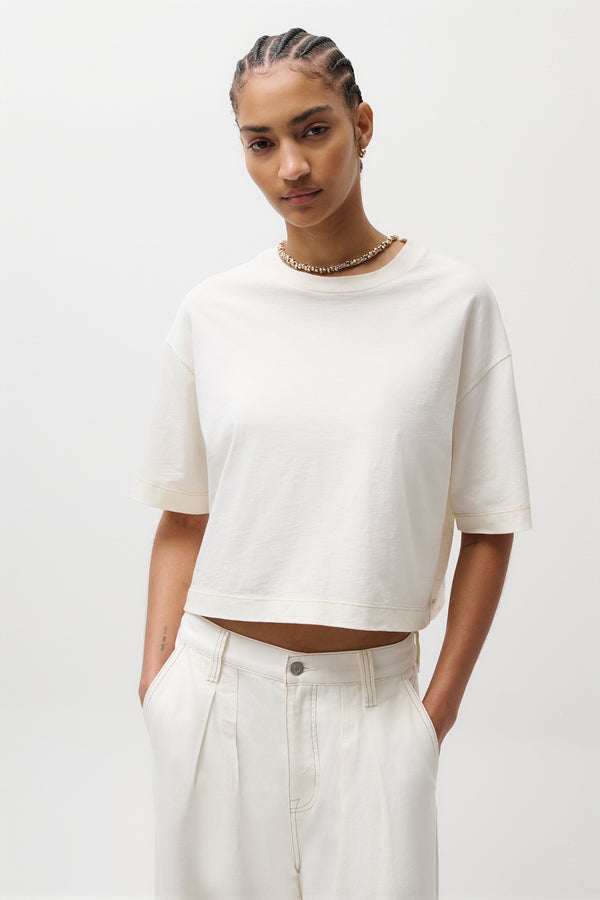 Mae Cropped Tee - Soft White