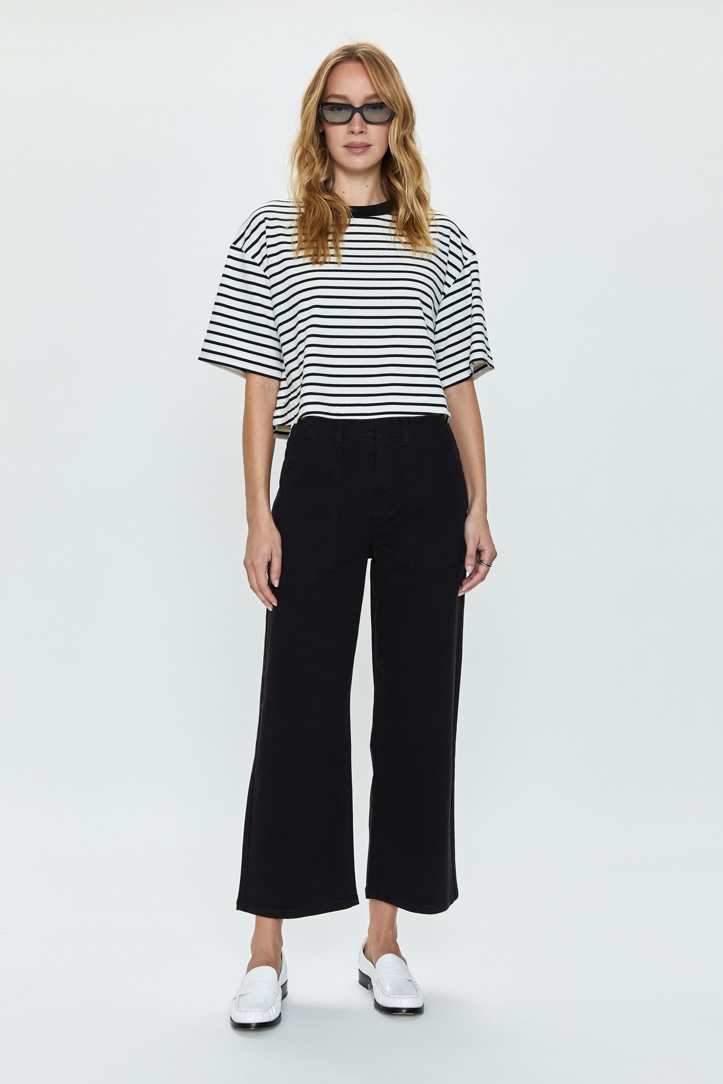 Mae Tee - Black & White Stripe
