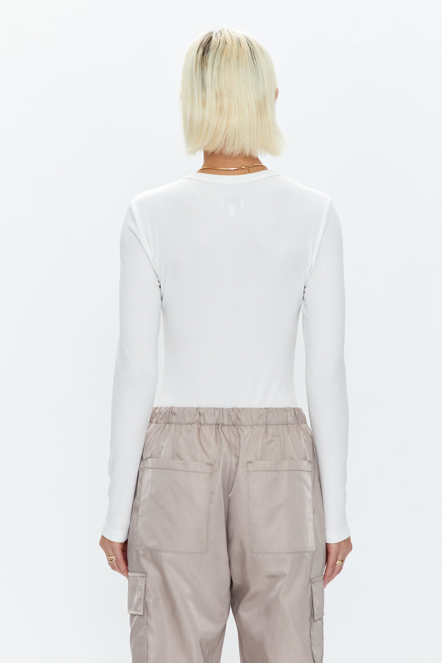 Bailey Long Sleeve Crew Neck Thong Bodysuit - Le Blanc