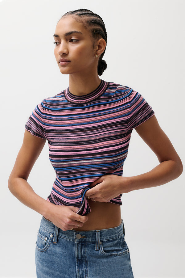 Selene Sweater Tee - Egyptian Blue Stripe