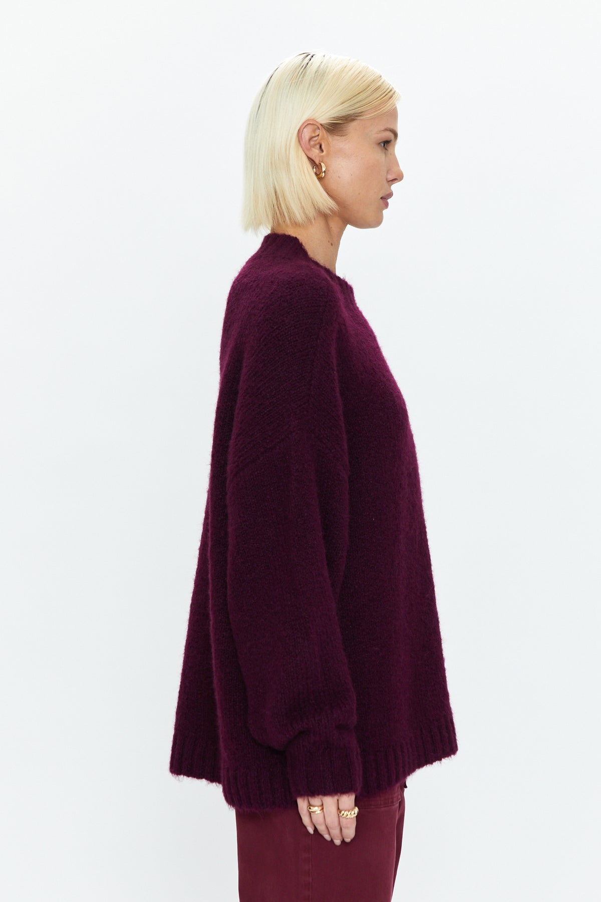 Carlen Mock Neck Sweater - Aubergine