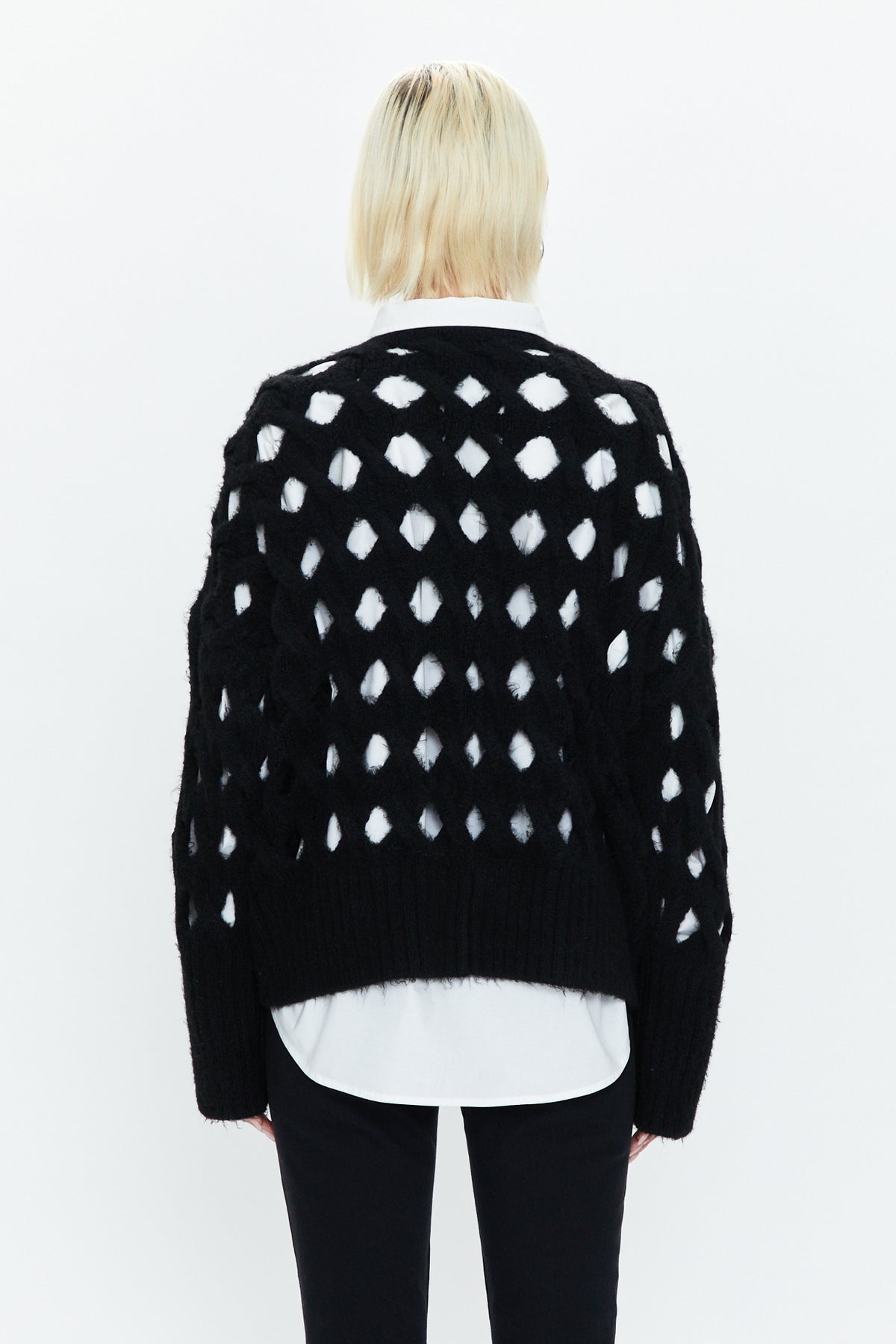 Darya Open Knit Pullover Sweater - Midnight