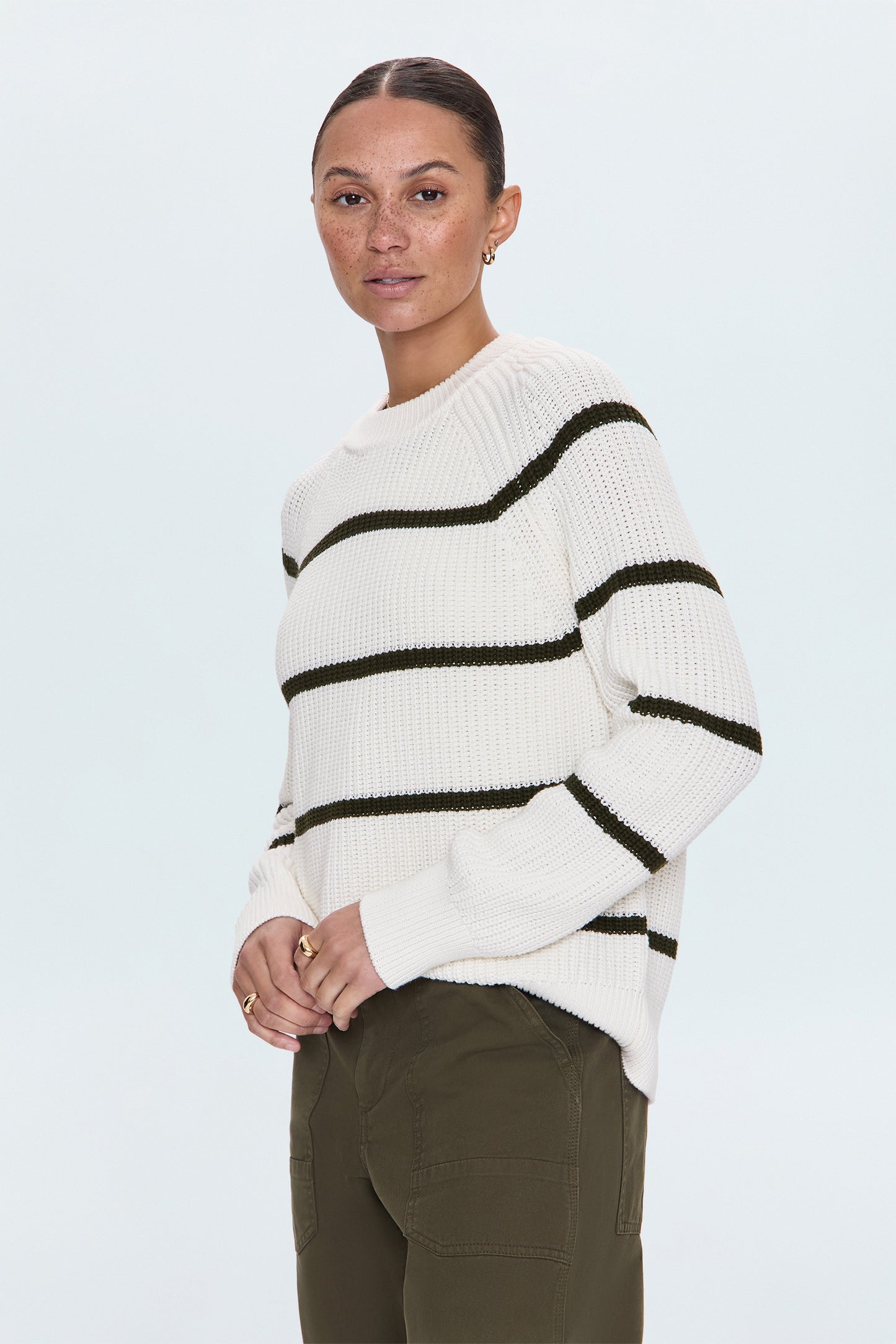 Edie Sweater - Olive Stripe