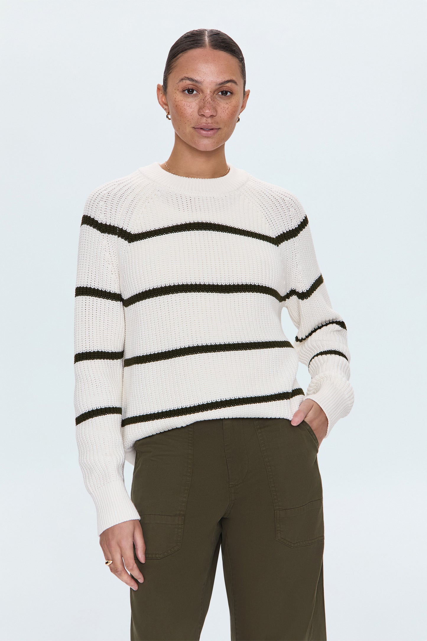 Edie Sweater - Olive Stripe