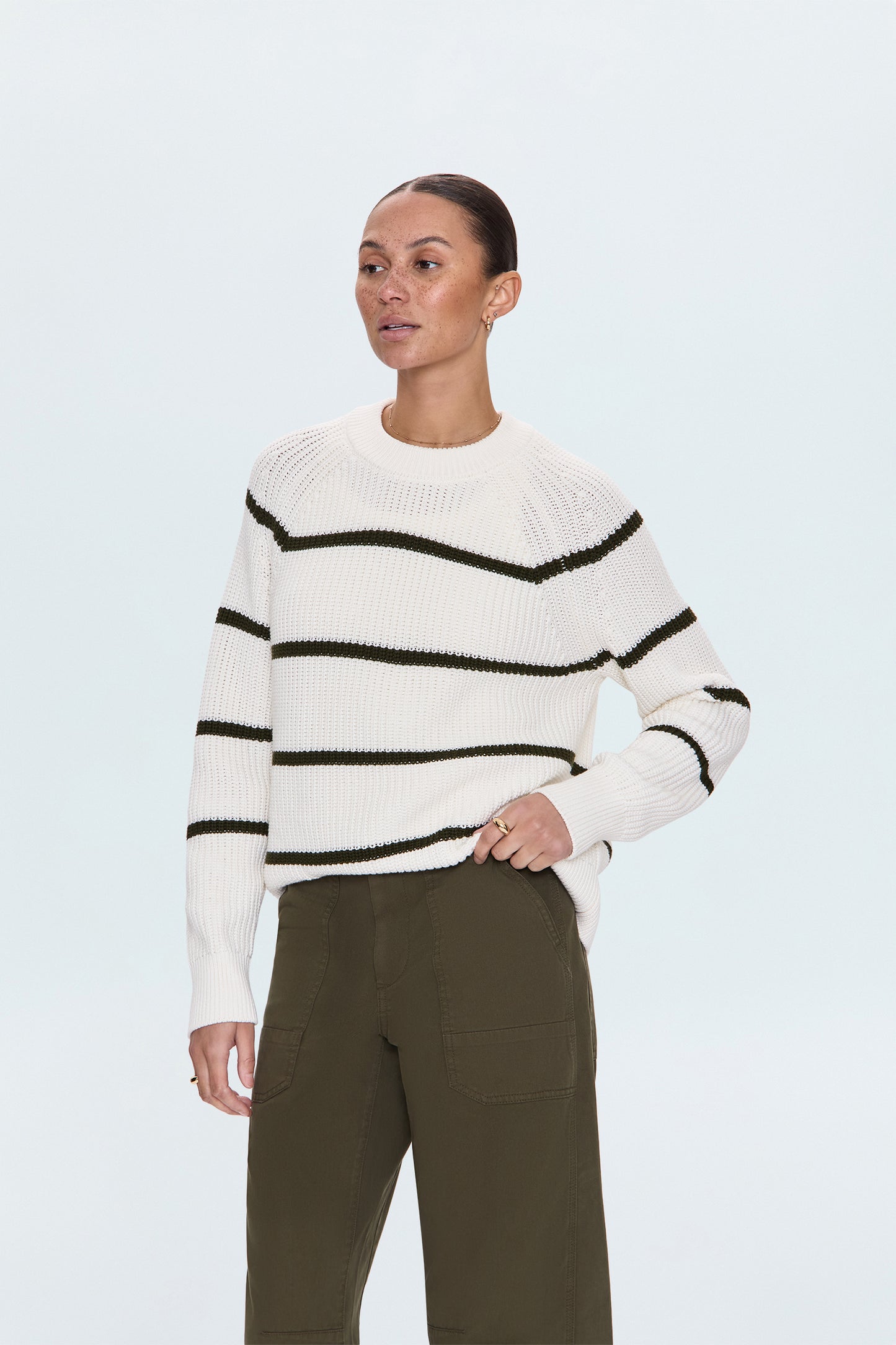Edie Sweater - Olive Stripe
