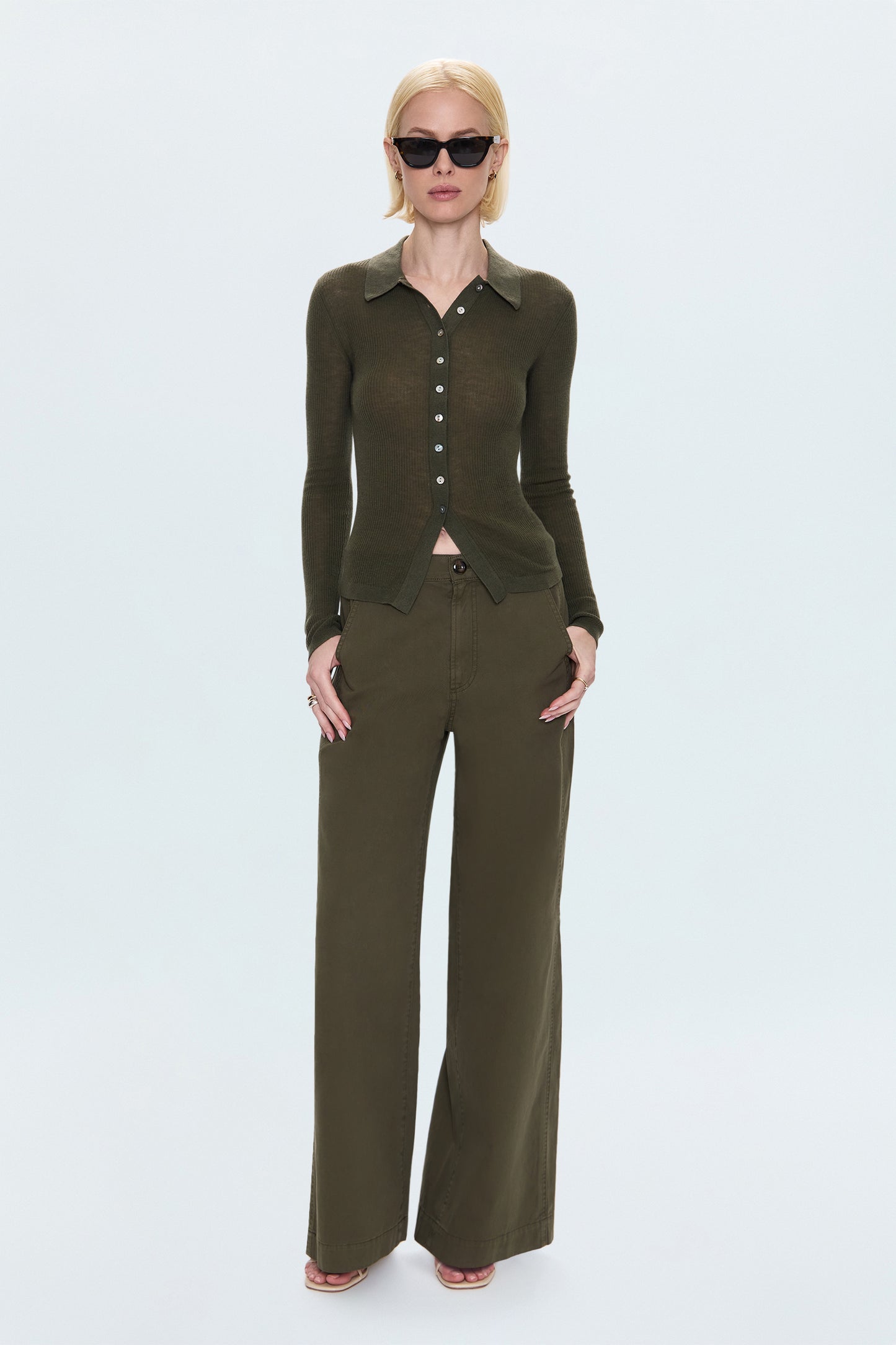Korey Fitted Rib Cardigan - Sequoia