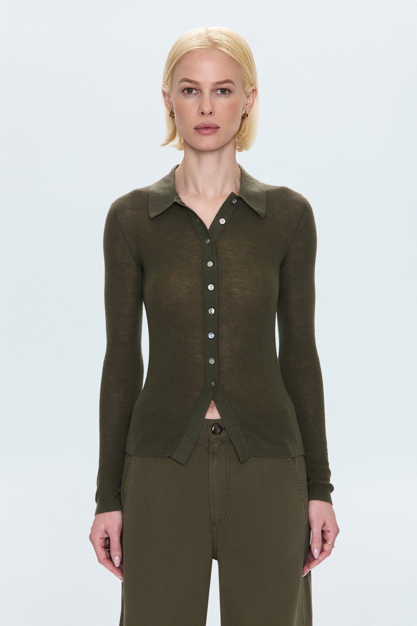 Korey Fitted Rib Cardigan - Sequoia
