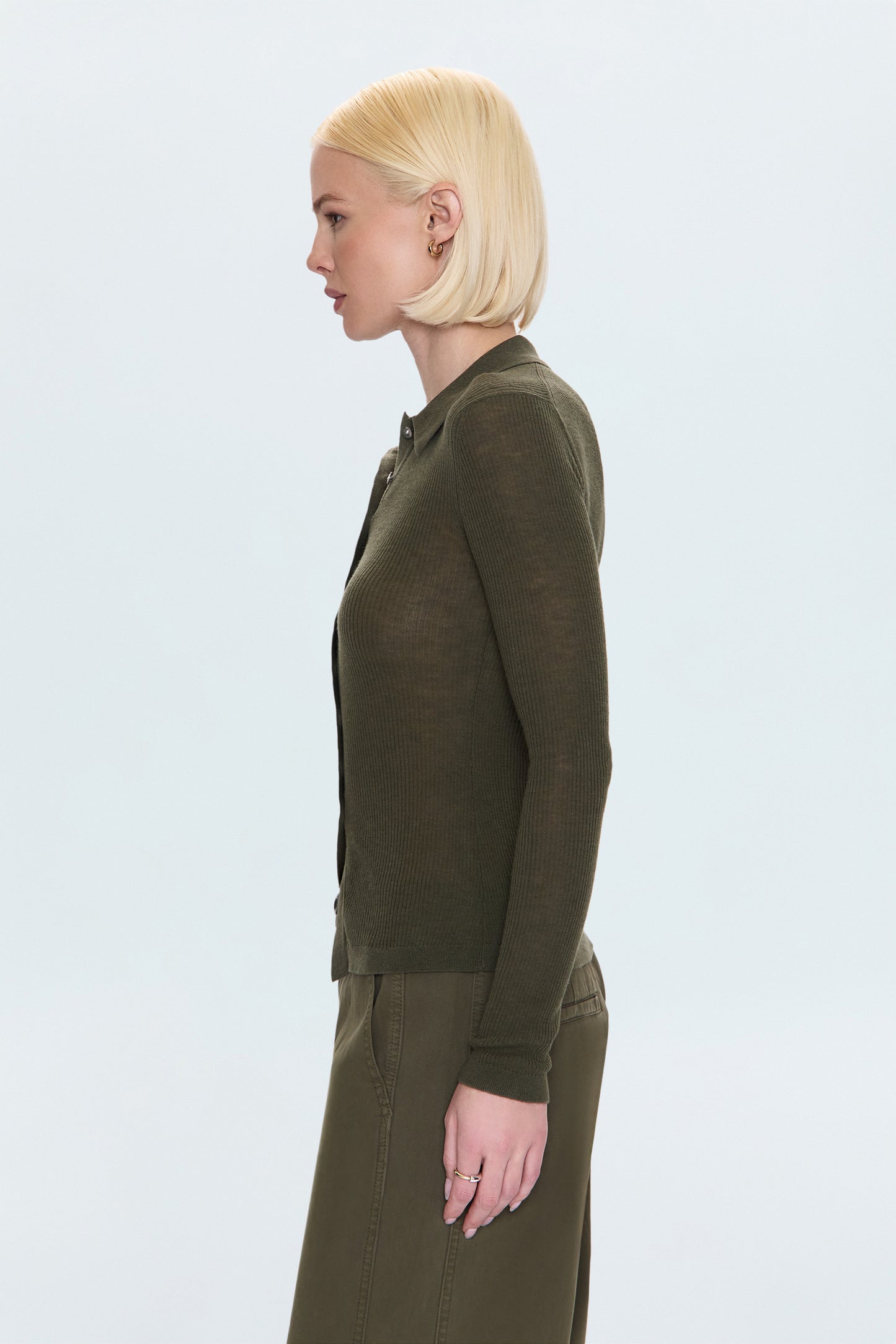Korey Fitted Rib Cardigan - Sequoia