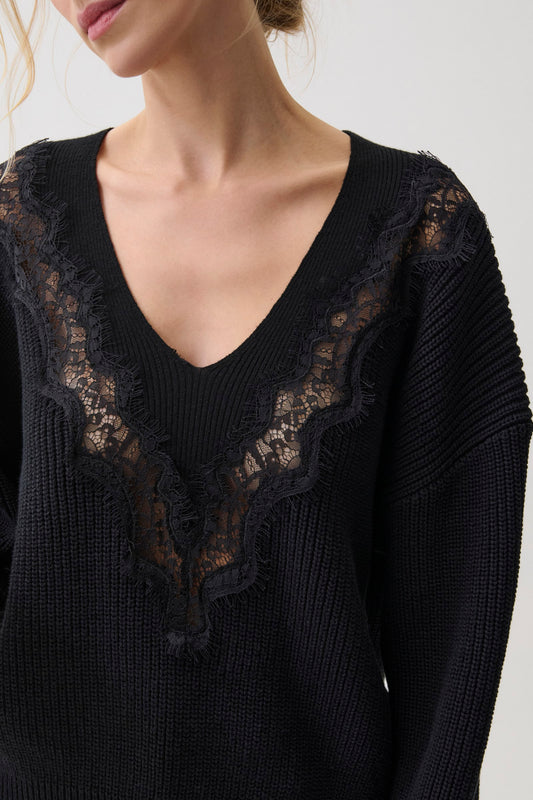 Chiara Lace Sweater - Black