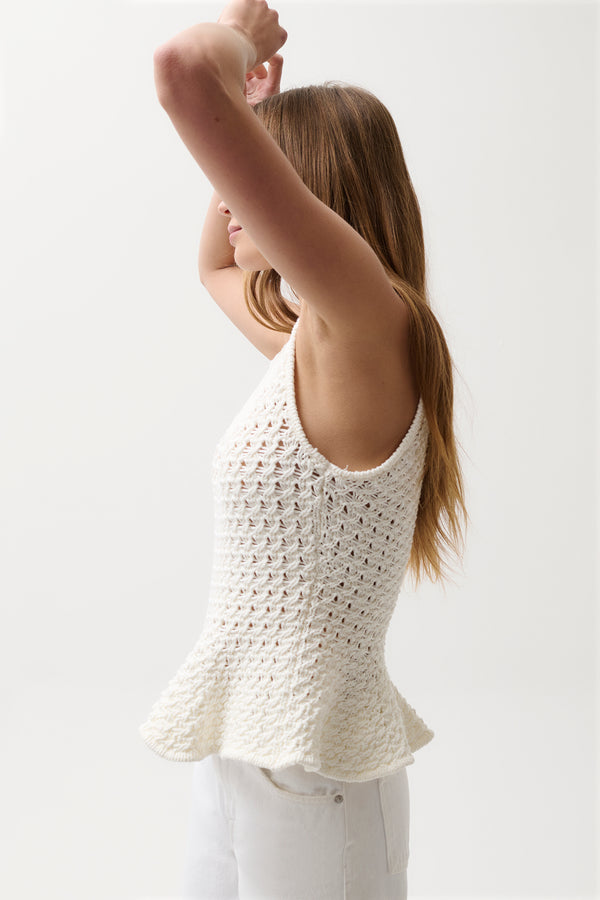 Anna Peplum Sweater - White