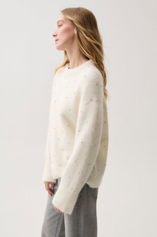 Luna Embellished Sweater - Winter White