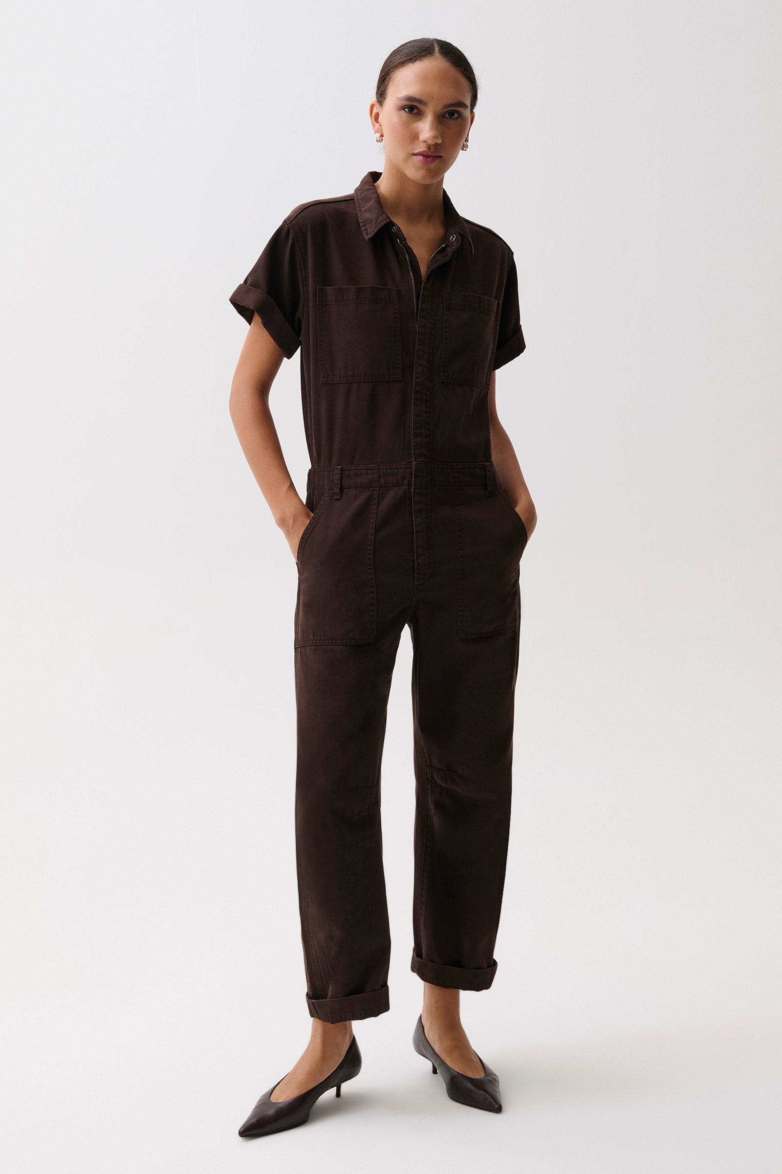 Cruz Barrel Leg Jumpsuit- Mocha