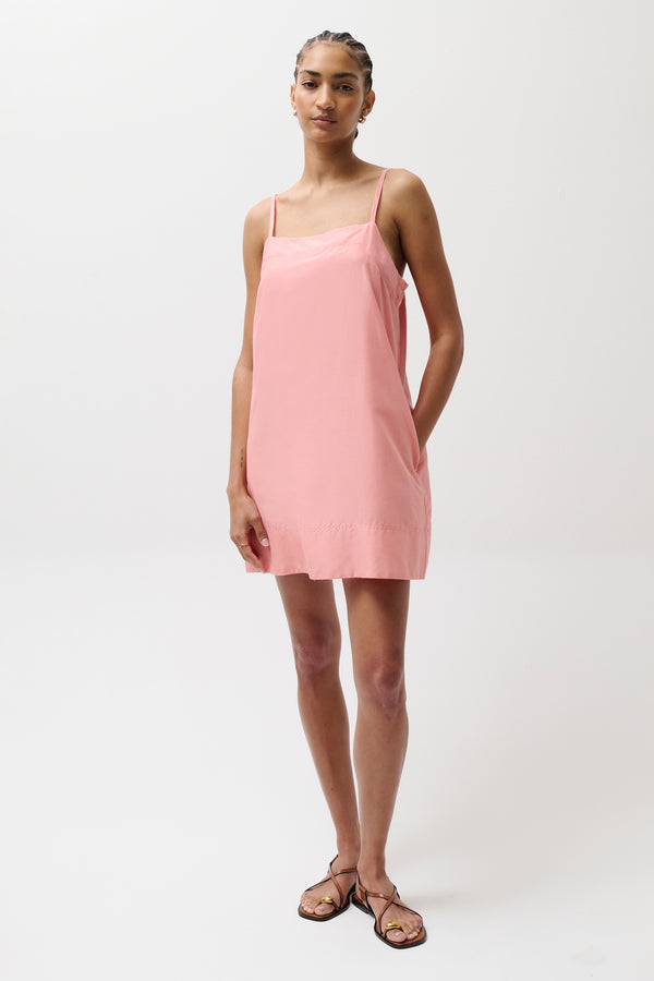 Misa Silk Blend Mini Dress - Coral Rose
