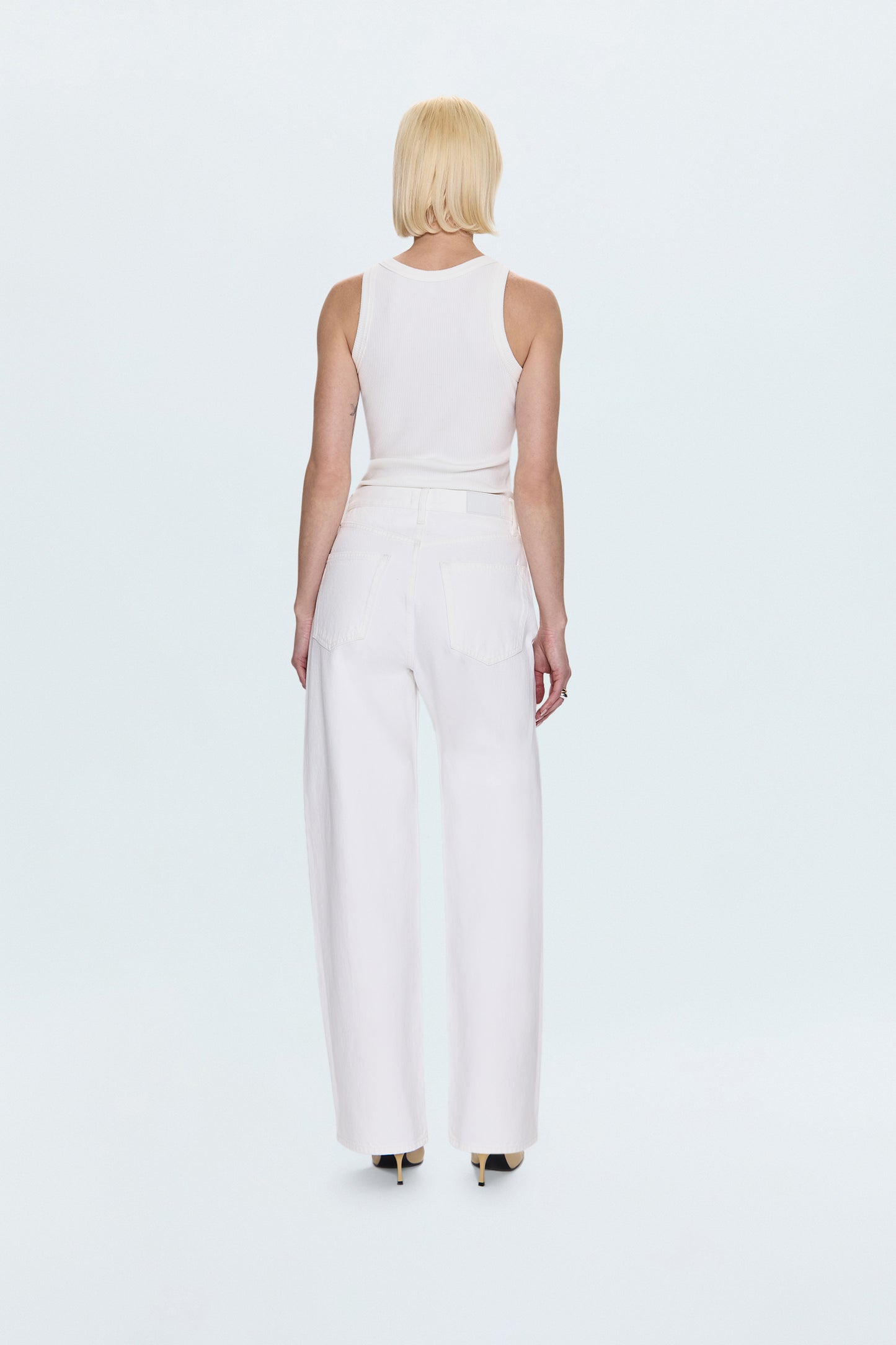Tate High Rise Bowed Wide Leg Jean - Paper White