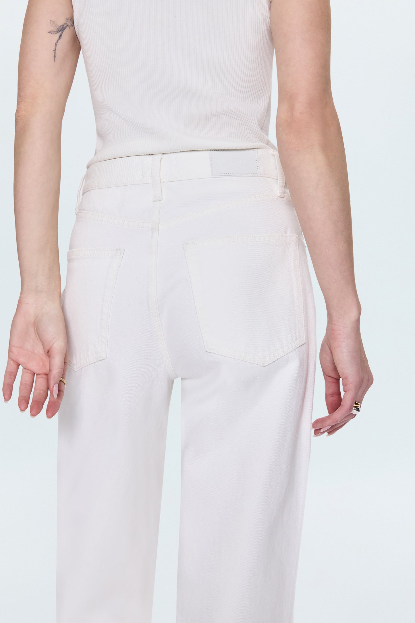 Tate High Rise Bowed Wide Leg Jean - Paper White