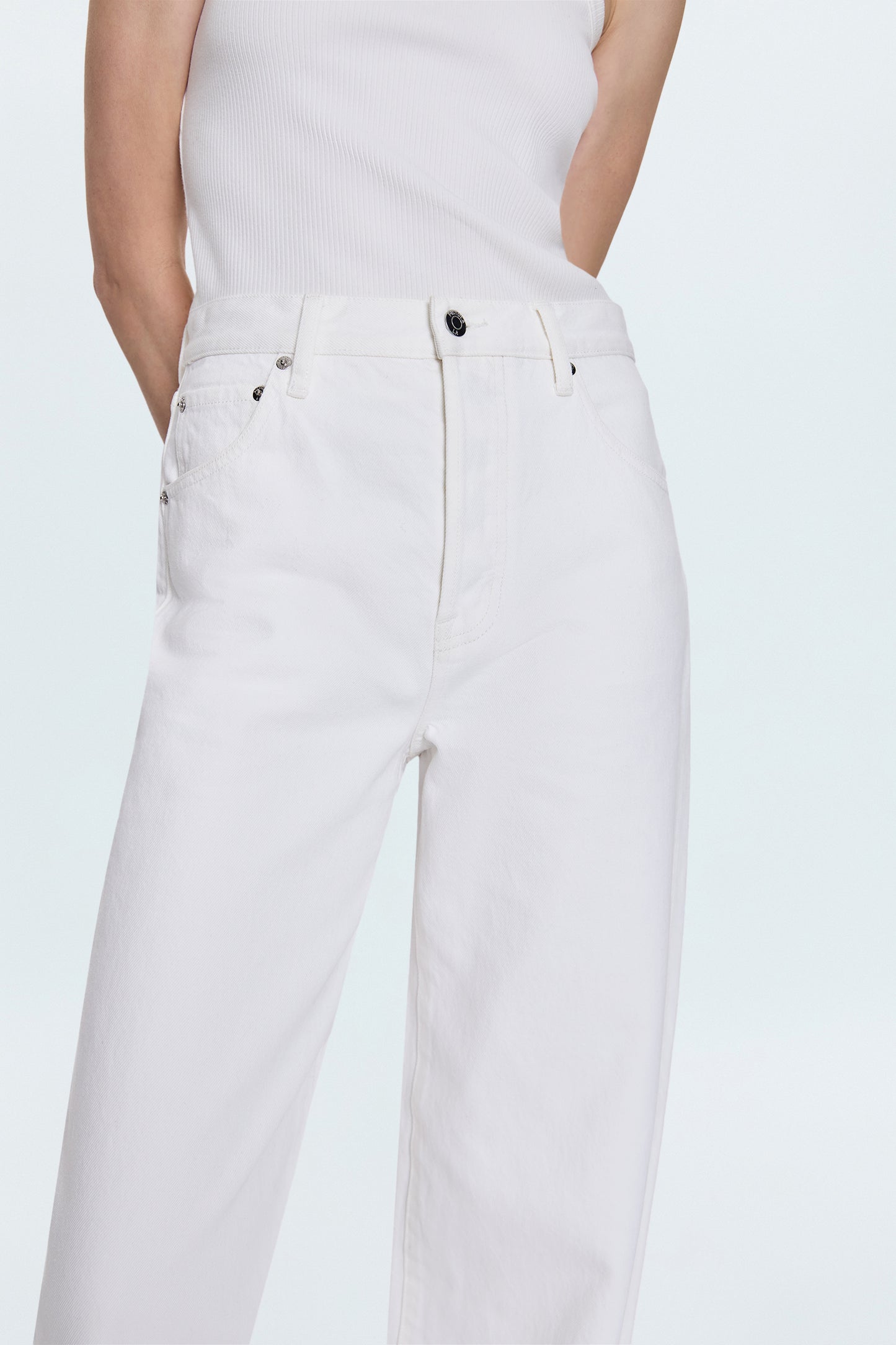 Tate High Rise Bowed Wide Leg Jean - Paper White