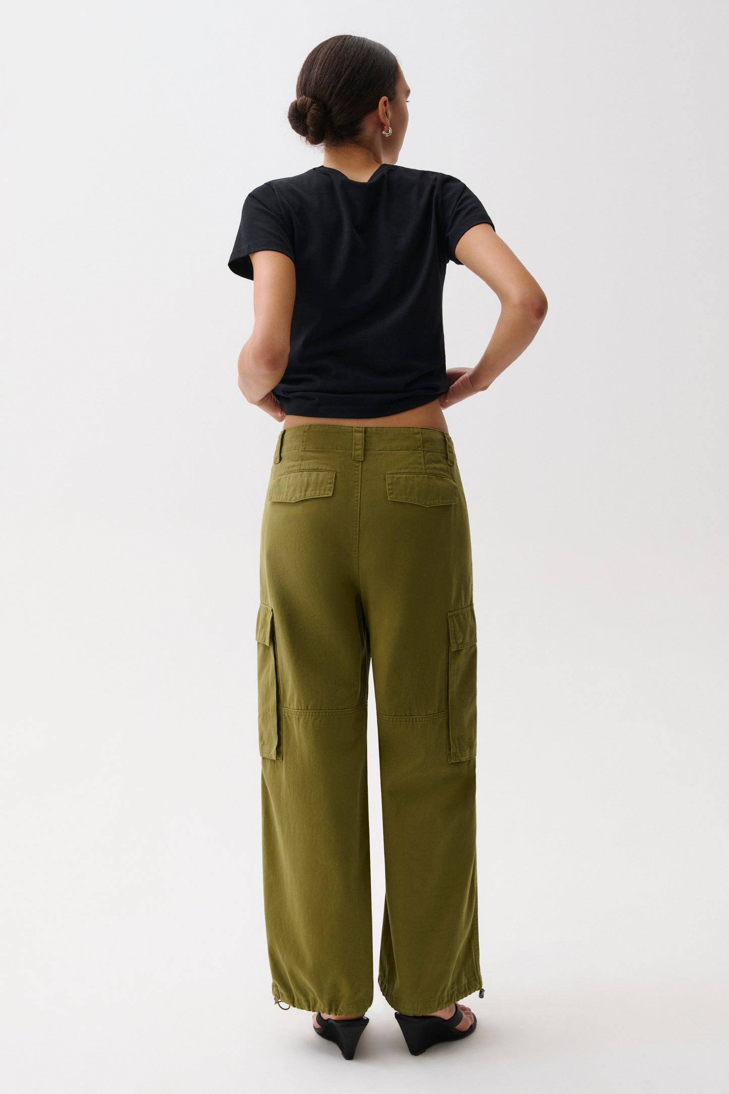 Petra Drawstring Harem Cargo Pant - Deep Moss