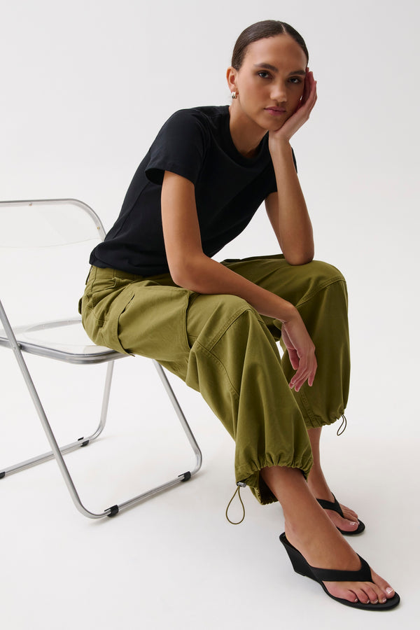 Petra Drawstring Harem Cargo Pant - Deep Moss