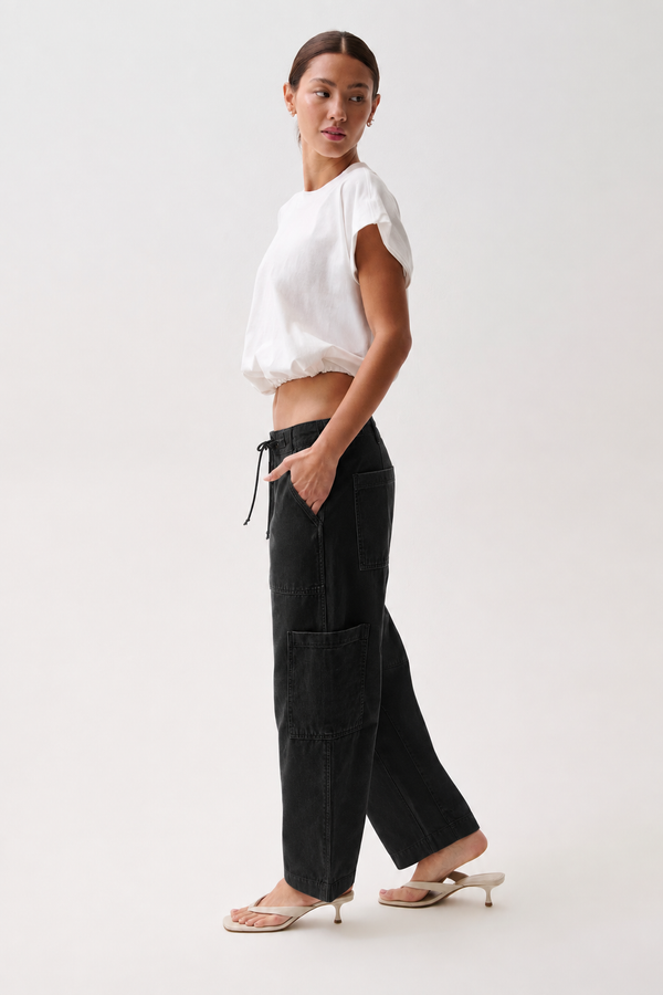 PETITE Sabrina Curved Utility Pants - Washed Black