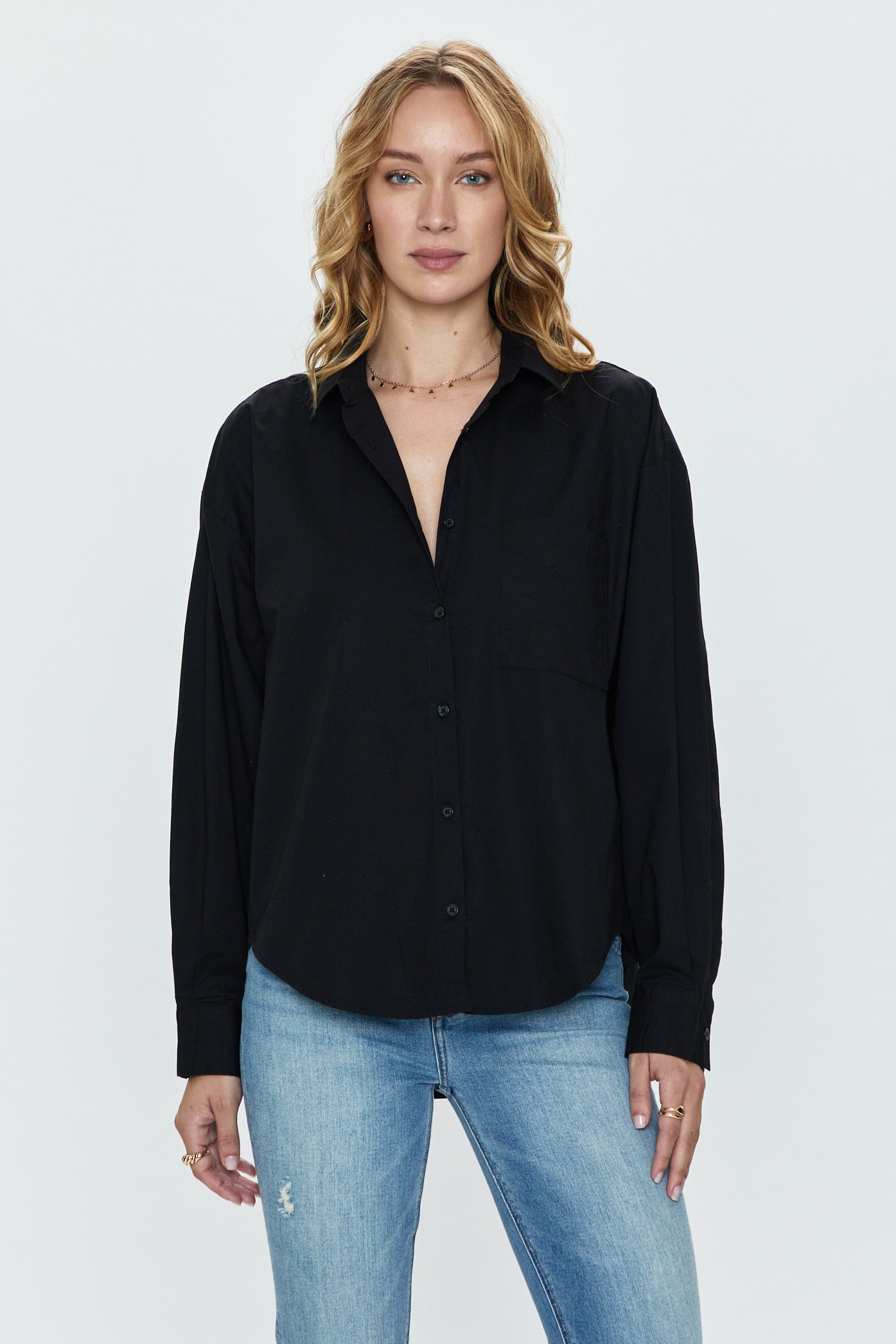 Sloane Oversized Button Down Shirt - Noir