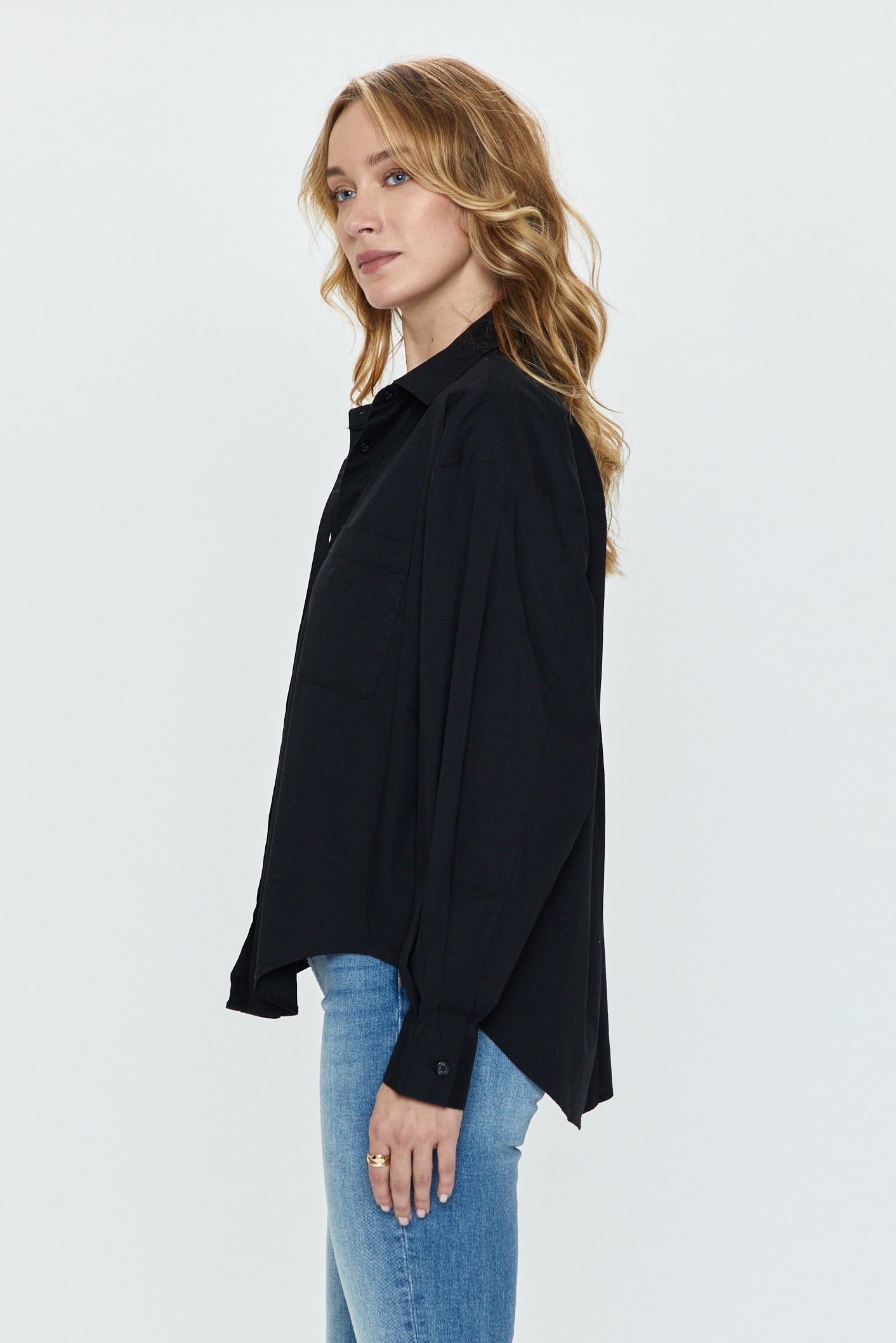 Sloane Oversized Button Down Shirt - Noir