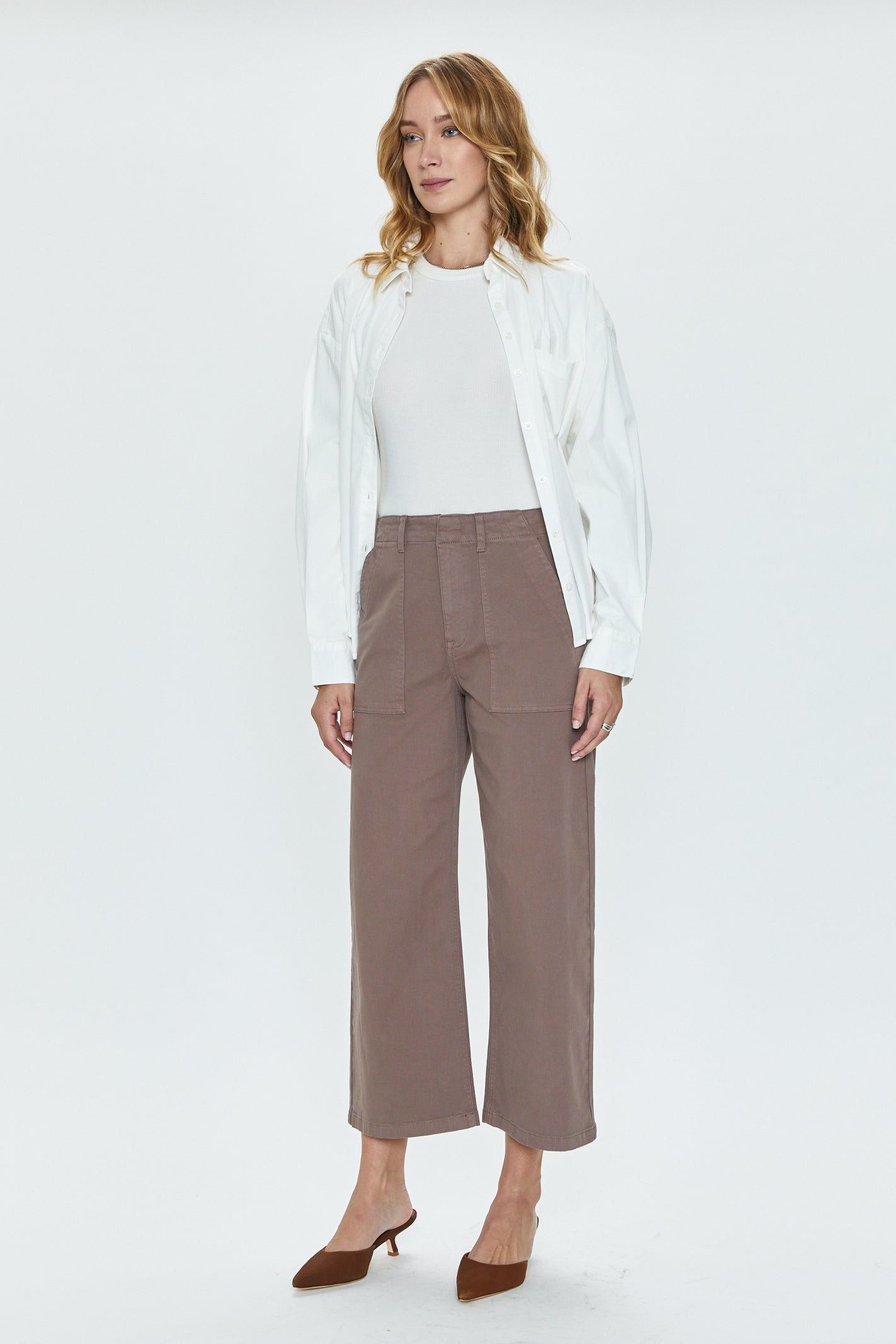 Sophia Wide Leg Utility Ankle Pant - Dark Mushroom