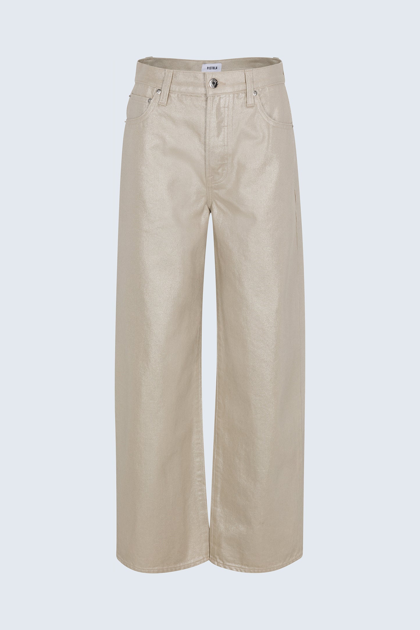 Tate High Rise Wide Bowed Jean - Champagne Luster
