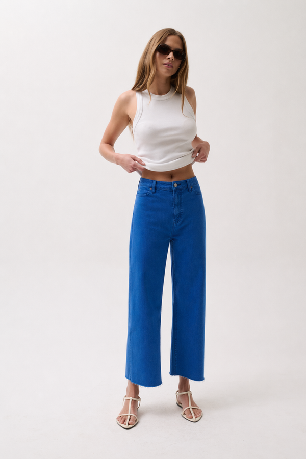 Penny Crop High Rise Wide Leg Jean - Ciel