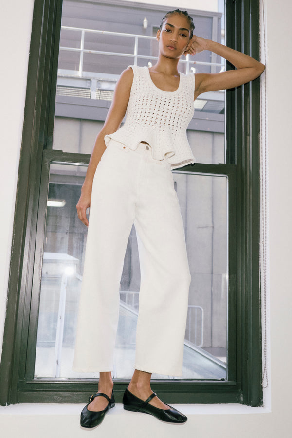 Kyra High Rise Bowed Ankle - Antique White