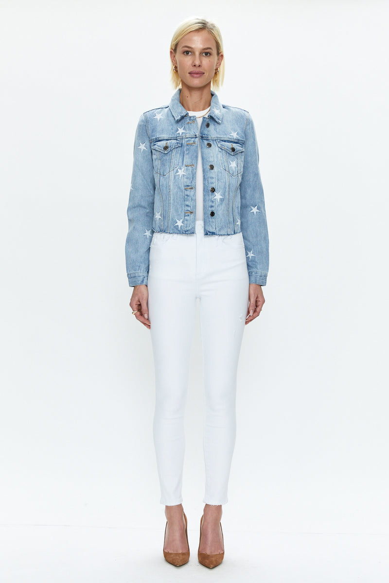 Brando Star Embroidery Denim Jacket Zodiac
