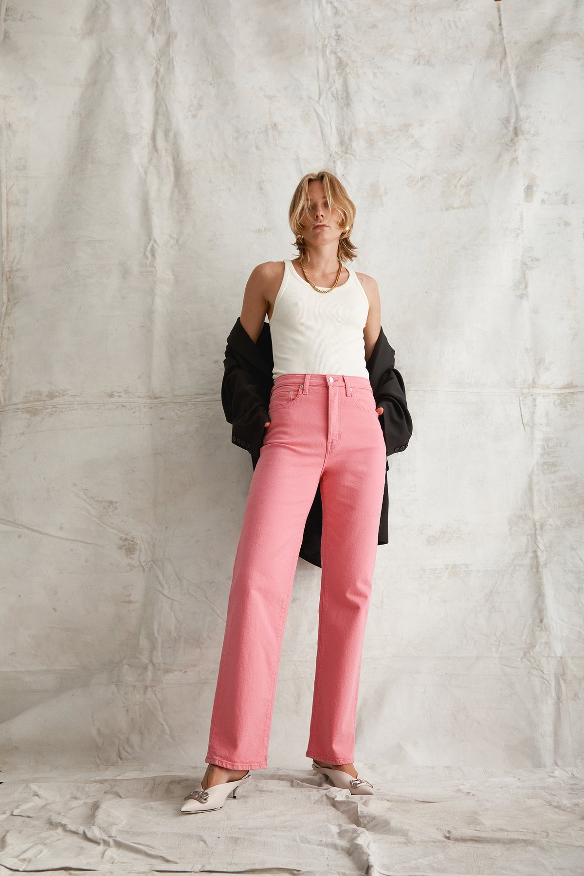 Cassie Super High Rise Straight - Flamingo