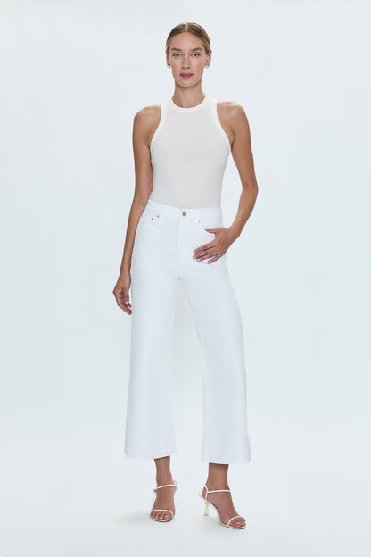 Lana Crop Cuff High Rise Ultra Wide Leg Jean- Vivid White