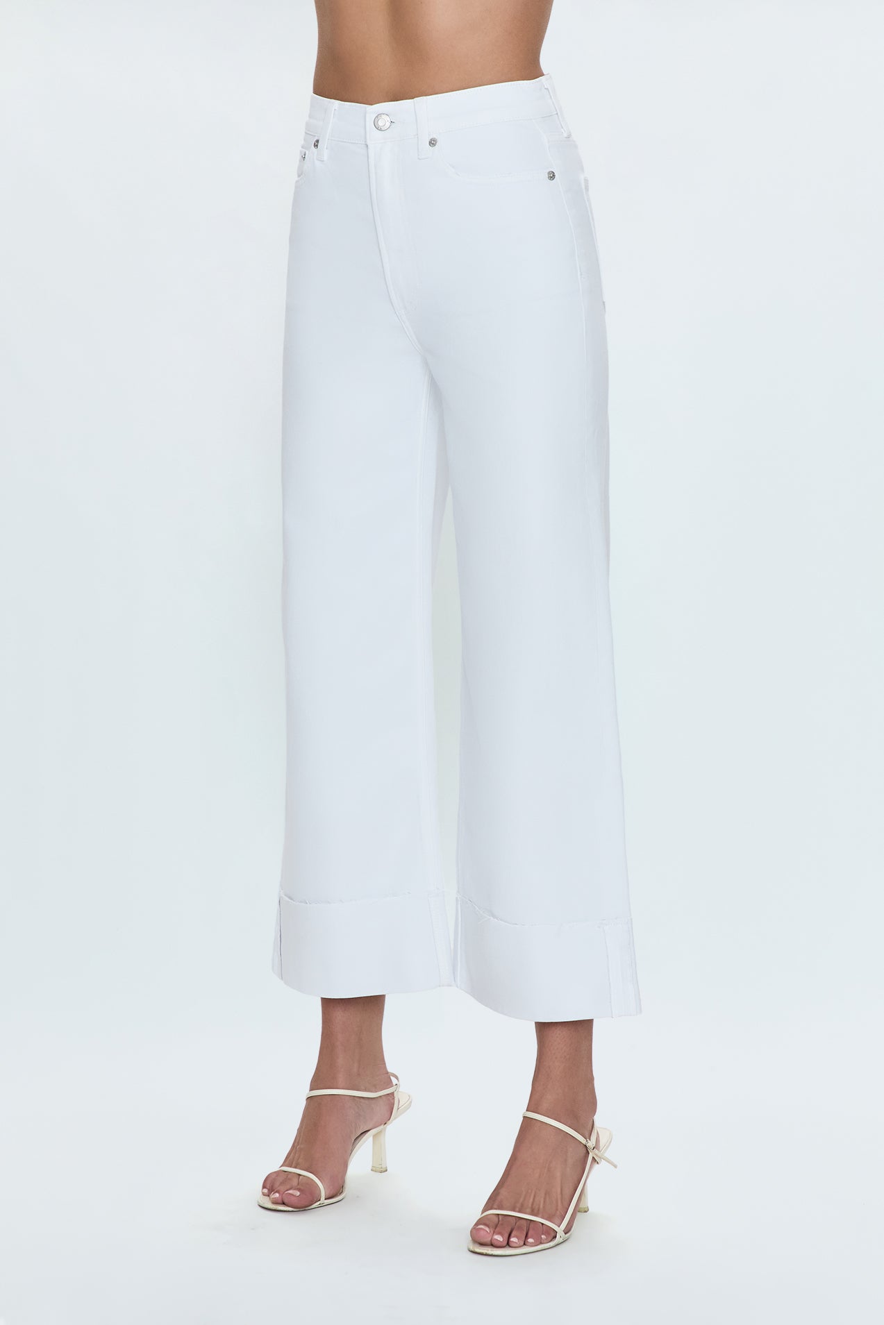 Lana Crop Cuff High Rise Ultra Wide Leg Jean- Vivid White