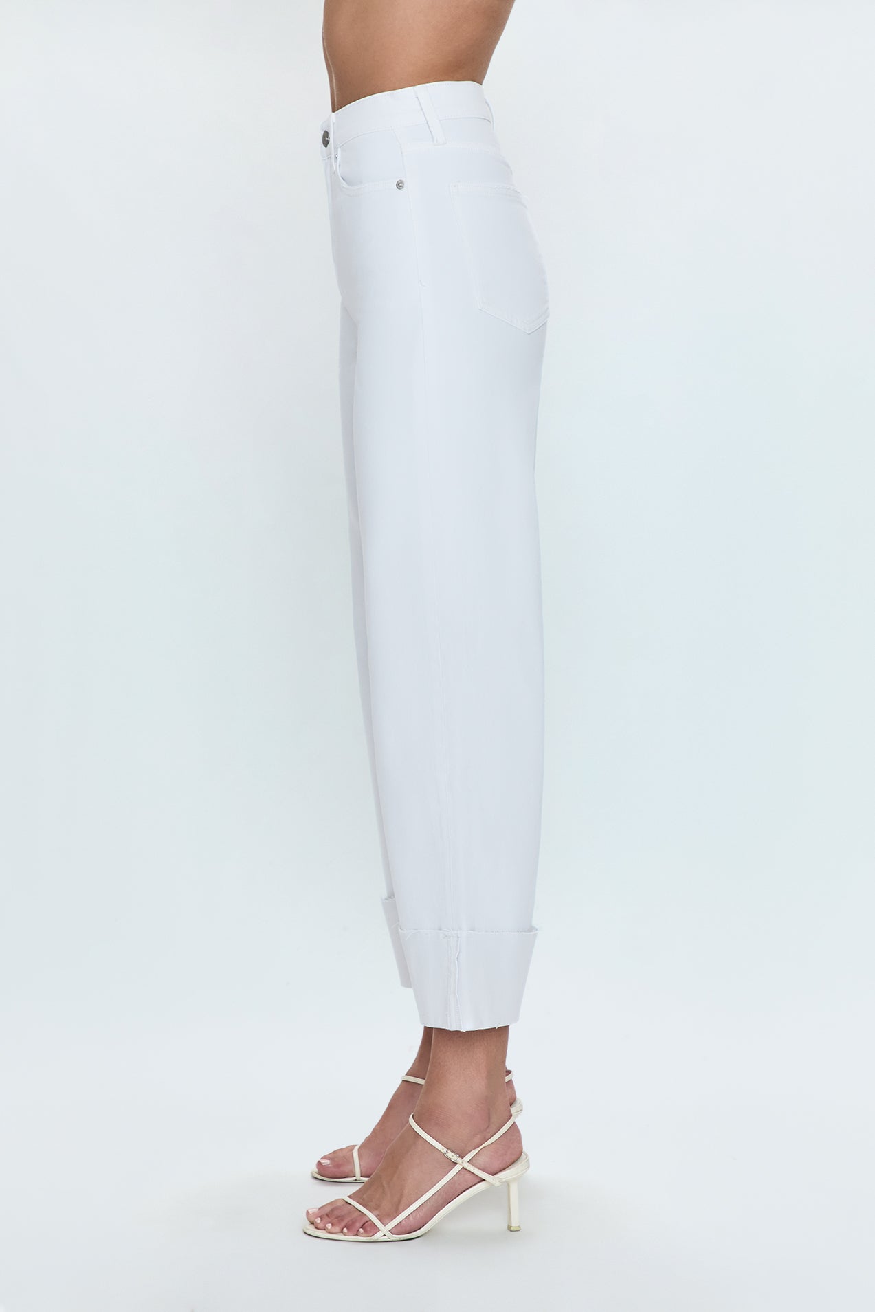 Lana Crop Cuff High Rise Ultra Wide Leg Jean- Vivid White