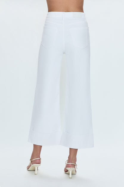 Lana Crop Cuff High Rise Ultra Wide Leg Jean- Vivid White